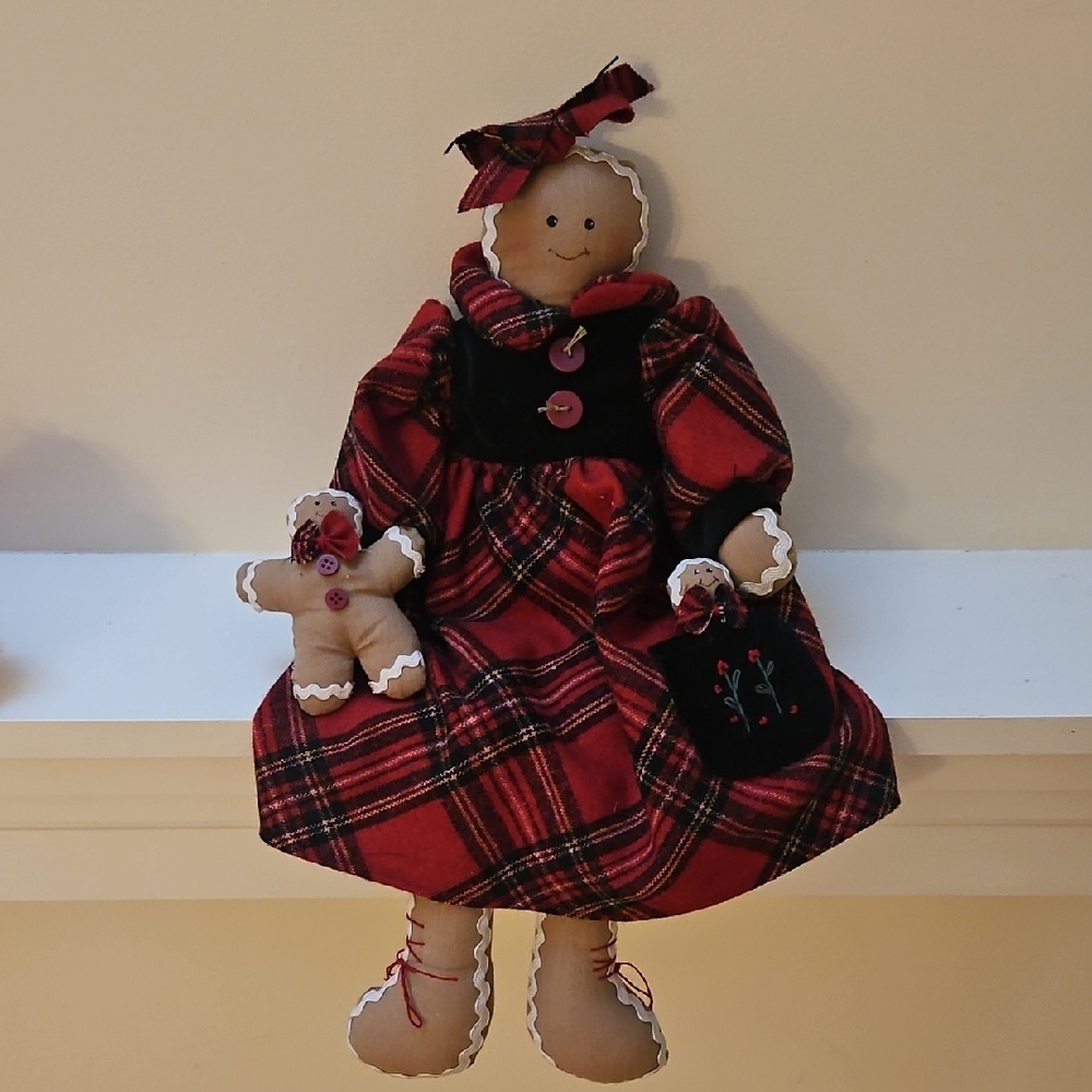 Plaid Red and Black Rag Doll with Accessories